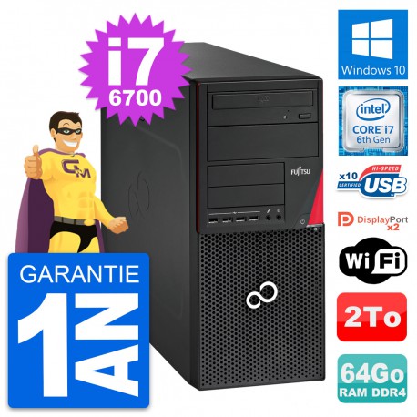 PC Tour Fujitsu Esprimo P756 MT Core i7-6700 RAM 64Go Disque 2To Windows 10 Wifi