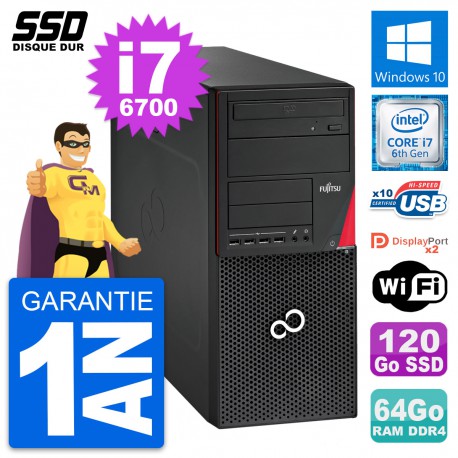 PC Tour Fujitsu Esprimo P756 MT Intel i7-6700 RAM 64Go SSD 120Go Windows 10 Wifi