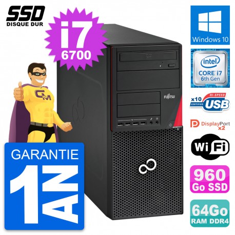 PC Tour Fujitsu Esprimo P756 MT Intel i7-6700 RAM 64Go SSD 960Go Windows 10 Wifi