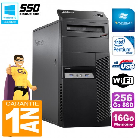 PC Tour Lenovo ThinkCentre M83 Intel G3250 16Go 256Go SSD Graveur DVD Wifi Win 7