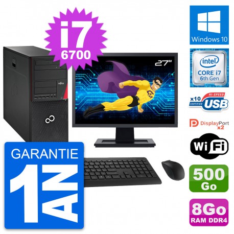 PC Tour Fujitsu P756 Ecran 27" Core i7-6700 RAM 8Go Disque 500Go Windows 10 Wifi