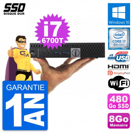 Mini PC Dell OptiPlex 3040 Micro i7-6700T RAM 8Go SSD 480Go HDMI Windows 10 Wifi