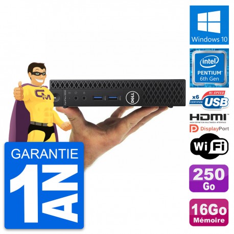 Mini PC Dell 3050 Micro Intel G4400T RAM 16Go Disque 250Go HDMI Windows 10 Wifi