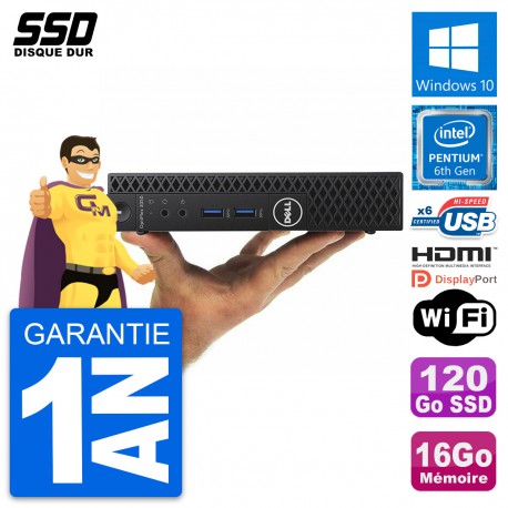 Mini PC Dell OptiPlex 3050 Micro G4400T RAM 16Go SSD 120Go HDMI Windows 10 Wifi