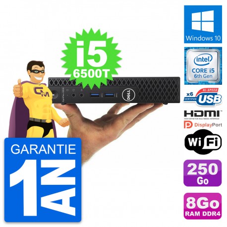 Mini PC Dell 3050 Micro Intel i5-6500T RAM 8Go Disque 250Go HDMI Windows 10 Wifi