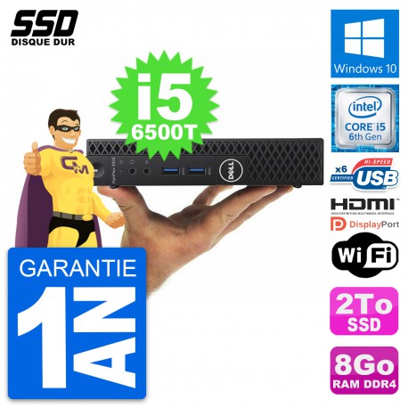 Mini PC Dell OptiPlex 3050 Micro i5-6500T RAM 8Go SSD 2To HDMI Windows 10 Wifi