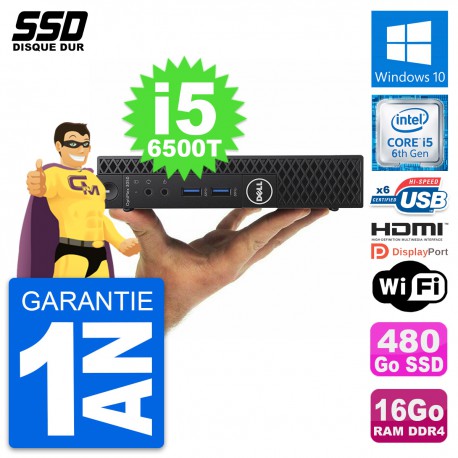 Mini PC Dell 3050 Micro Intel i5-6500T RAM 16Go SSD 480Go HDMI Windows 10 Wifi
