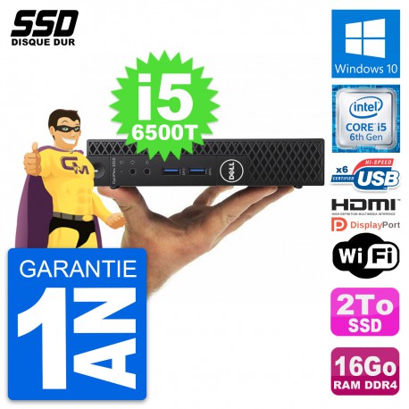 Mini PC Dell OptiPlex 3050 Micro i5-6500T RAM 16Go SSD 2To HDMI Windows 10 Wifi