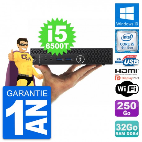 Mini PC Dell 3050 Micro Core i5-6500T RAM 32Go Disque 250Go HDMI Windows 10 Wifi