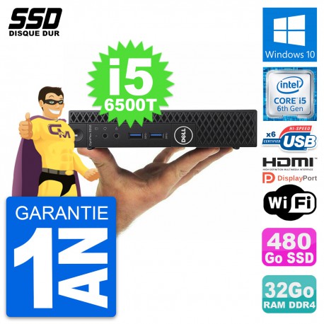 Mini PC Dell 3050 Micro Intel i5-6500T RAM 32Go SSD 480Go HDMI Windows 10 Wifi