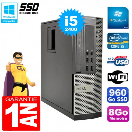 PC DELL 990 SFF Core I5-2400 Ram 8Go Disque 960Go SSD Graveur Wifi W7