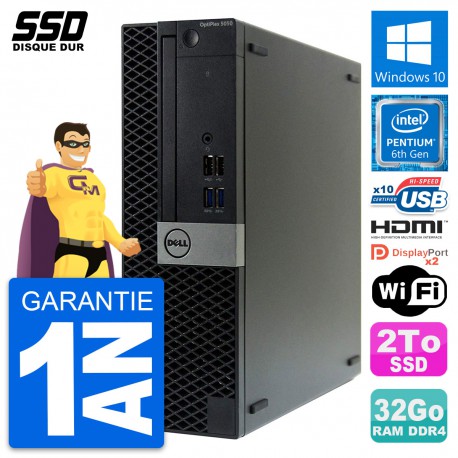 PC Dell OptiPlex 5050 SFF Pentium G4400 RAM 32Go SSD 2To HDMI Windows 10 Wifi