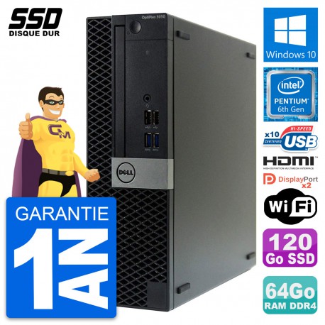 PC Dell OptiPlex 5050 SFF Intel G4400 RAM 64Go SSD 120Go HDMI Windows 10 Wifi