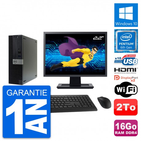 PC Dell 5050 SFF Ecran 22" Intel G4400 RAM 16Go Disque 2To HDMI Windows 10 Wifi