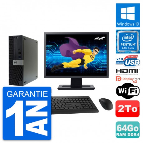 PC Dell 5050 SFF Ecran 22" Intel G4400 RAM 64Go Disque 2To HDMI Windows 10 Wifi