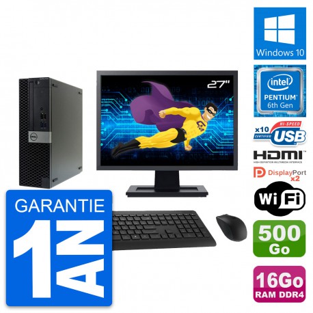 PC Dell 5050 SFF Ecran 27" G4400 RAM 16Go Disque Dur 500Go HDMI Windows 10 Wifi
