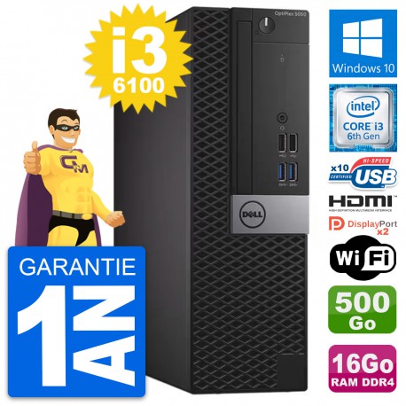 PC Dell OptiPlex 5050 SFF i3-6100 RAM 16Go Disque Dur 500Go HDMI Windows 10 Wifi