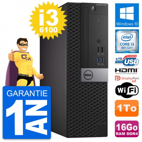 PC Dell OptiPlex 5050 SFF Intel i3-6100 RAM 16Go Disque 1To HDMI Windows 10 Wifi