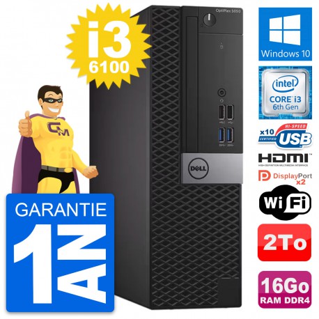 PC Dell OptiPlex 5050 SFF Intel i3-6100 RAM 16Go Disque 2To HDMI Windows 10 Wifi