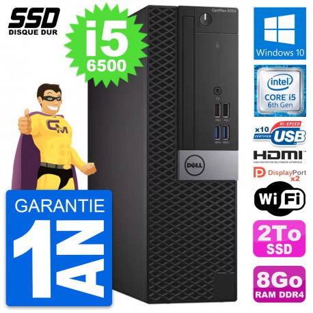 PC Dell OptiPlex 5050 SFF Intel i5-6500 RAM 8Go SSD 2To HDMI Windows 10 Wifi