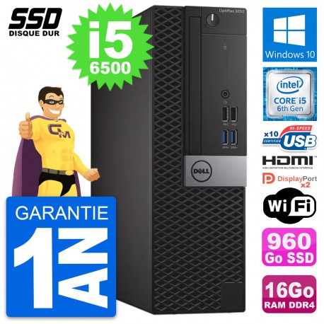PC Dell OptiPlex 5050 SFF Intel i5-6500 RAM 16Go SSD 960Go HDMI Windows 10 Wifi
