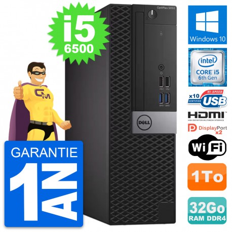 PC Dell OptiPlex 5050 SFF Intel i5-6500 RAM 32Go Disque 1To HDMI Windows 10 Wifi