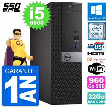 PC Dell OptiPlex 5050 SFF Intel i5-6500 RAM 32Go SSD 960Go HDMI Windows 10 Wifi