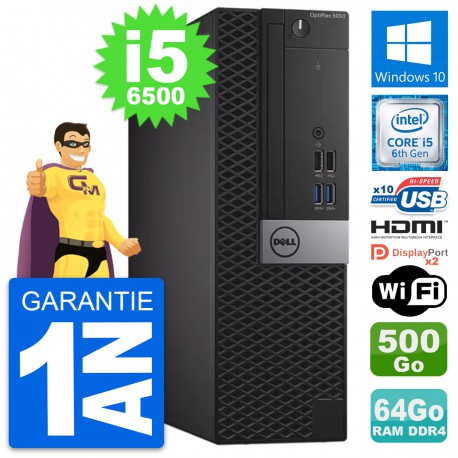 PC Dell OptiPlex 5050 SFF i5-6500 RAM 64Go Disque Dur 500Go HDMI Windows 10 Wifi