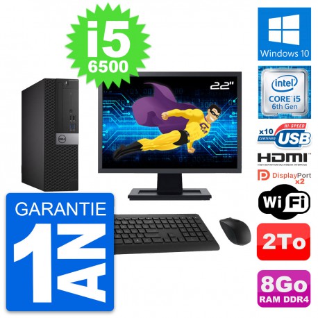 PC Dell 5050 SFF Ecran 22" Intel i5-6500 RAM 8Go Disque 2To HDMI Windows 10 Wifi