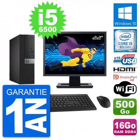 PC Dell 5050 SFF Ecran 22" i5-6500 RAM 16Go Disque 500Go HDMI Windows 10 Wifi
