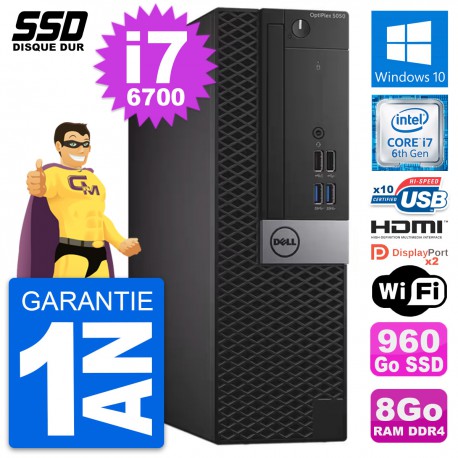 PC Dell OptiPlex 5050 SFF Intel i7-6700 RAM 8Go SSD 960Go HDMI Windows 10 Wifi