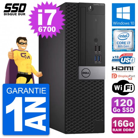 PC Dell OptiPlex 5050 SFF Intel i7-6700 RAM 16Go SSD 120Go HDMI Windows 10 Wifi