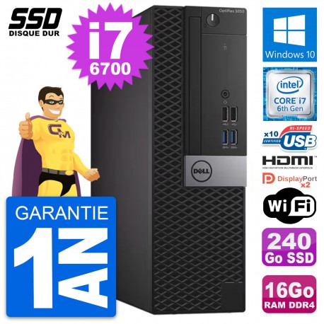 PC Dell OptiPlex 5050 SFF Intel i7-6700 RAM 16Go SSD 240Go HDMI Windows 10 Wifi