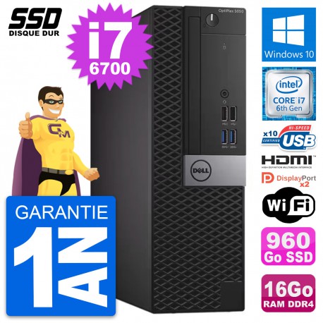 PC Dell OptiPlex 5050 SFF Intel i7-6700 RAM 16Go SSD 960Go HDMI Windows 10 Wifi