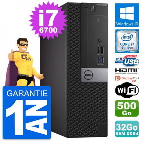 PC Dell OptiPlex 5050 SFF i7-6700 RAM 32Go Disque Dur 500Go HDMI Windows 10 Wifi