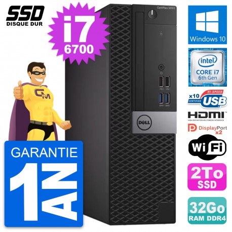 PC Dell OptiPlex 5050 SFF Intel i7-6700 RAM 32Go SSD 2To HDMI Windows 10 Wifi