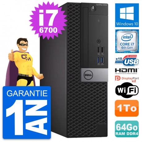 PC Dell OptiPlex 5050 SFF Intel i7-6700 RAM 64Go Disque 1To HDMI Windows 10 Wifi