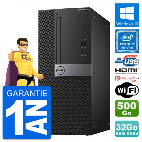 PC Tour Dell OptiPlex 7050 G4400 RAM 32Go Disque Dur 500Go HDMI Windows 10 Wifi