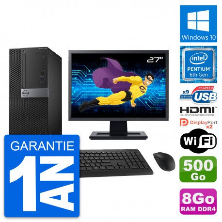 PC Tour Dell 7050 Ecran 27" G4400 RAM 8Go Disque Dur 500Go HDMI Windows 10 Wifi