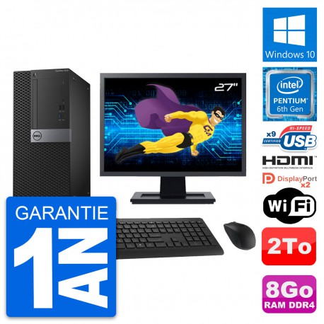 PC Tour Dell 7050 Ecran 27" Intel G4400 RAM 8Go Disque 2To HDMI Windows 10 Wifi