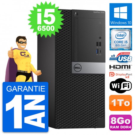 PC Tour Dell OptiPlex 7050 Intel i5-6500 RAM 8Go Disque 1To HDMI Windows 10 Wifi