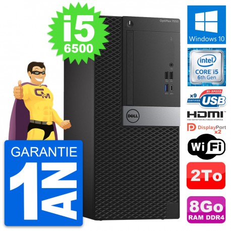 PC Tour Dell OptiPlex 7050 Intel i5-6500 RAM 8Go Disque 2To HDMI Windows 10 Wifi