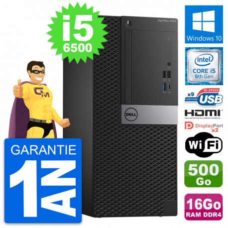 PC Tour Dell OptiPlex 7050 i5-6500 RAM 16Go Disque 500Go HDMI Windows 10 Wifi