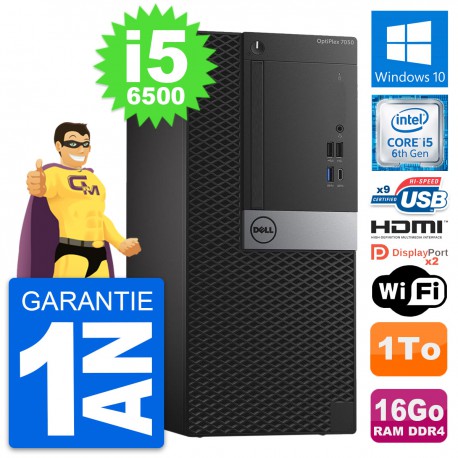 PC Tour Dell OptiPlex 7050 Core i5-6500 RAM 16Go Disque 1To HDMI Windows 10 Wifi
