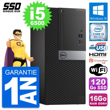 PC Tour Dell OptiPlex 7050 Intel i5-6500 RAM 16Go SSD 120Go HDMI Windows 10 Wifi