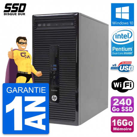 PC Tour HP ProDesk 400 G2 MT Pentium G3220 RAM 16Go SSD 240Go Windows 10 Wifi