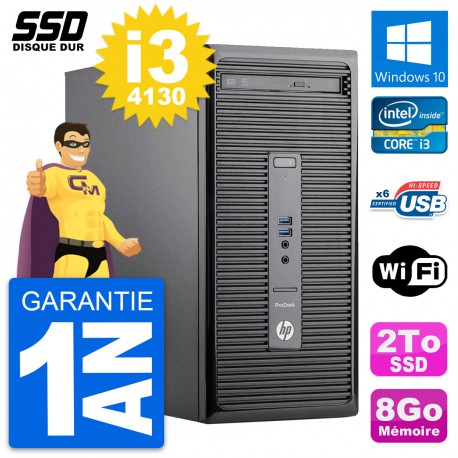 PC Tour HP ProDesk 400 G2 MT Intel Core i3-4130 RAM 8Go SSD 2To Windows 10 Wifi