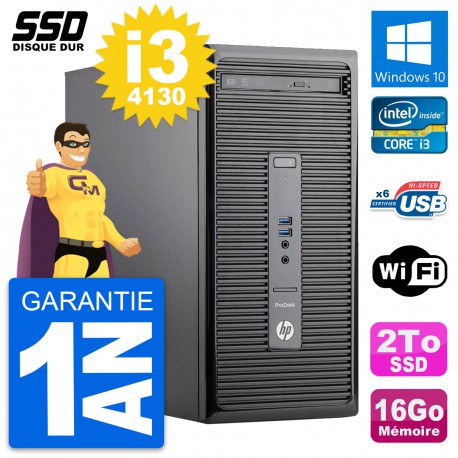 PC Tour HP ProDesk 400 G2 MT Intel Core i3-4130 RAM 16Go SSD 2To Windows 10 Wifi