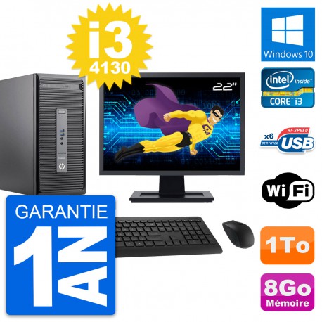 PC Tour HP 400 G2 MT Ecran 22" Intel i3-4130 RAM 8Go Disque 1To Windows 10 Wifi