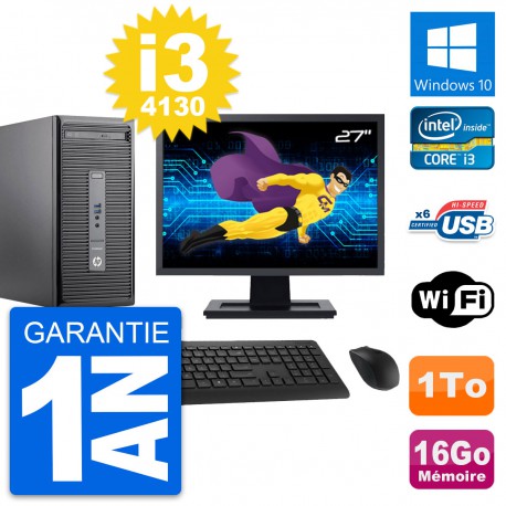 PC Tour HP 400 G2 MT Ecran 27" Intel i3-4130 RAM 16Go Disque 1To Windows 10 Wifi